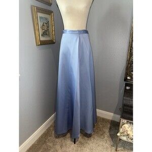 Vintage Light Sky‎ Blue Skirt Size 6 Long A Line Satin Look High Waist 90s Y2K